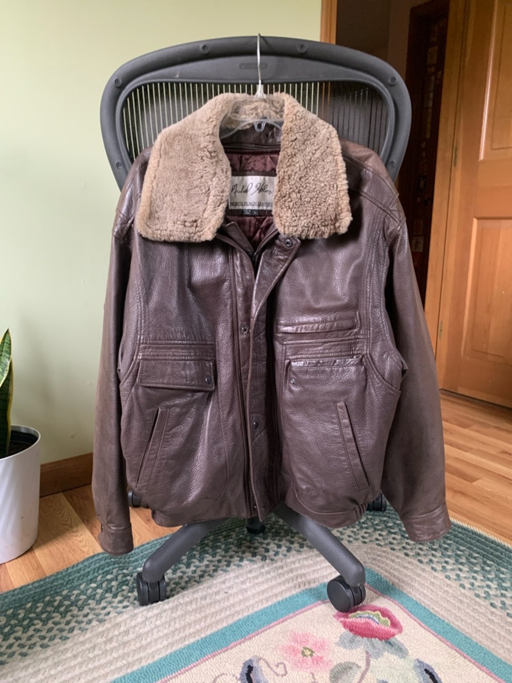 North Beach Leather by Micheal Hoban Brown Bomber Jacket